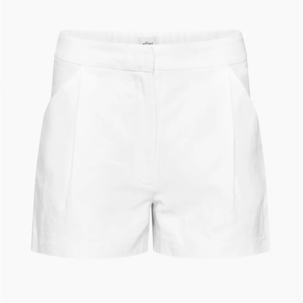 Aritzia Wilfred Fable Linen Shorts 3" In White NWT Size 4 - Picture 2 of 5